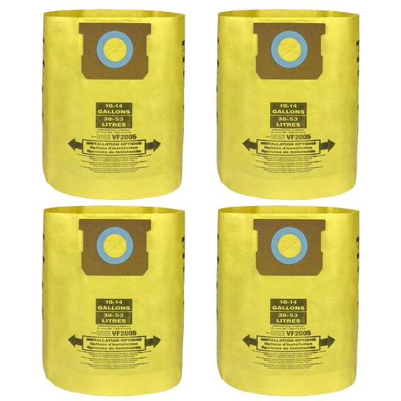 4 Pack 10-14 Gallon Vacuum Filter Bags for Shop Vac Bags, Double Layer Dust Collection Bags Replace Part Type I #90672, Type F #90662, VF2005