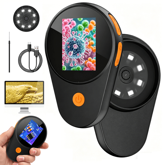 Kids Microscope – Digital Pocket Handheld Microscope with Cameras & Autofocus Mini LED Outdoor Microscope for Kids