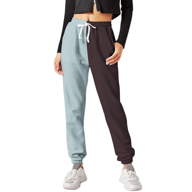 Gibobby pantalones afelpados para mujer Pantalones de chándal con bolsillo para mujer, estampado, cómodos, de cintura alta, para entrenamiento, salón atlético, informales, para correr (Café, M)