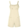 thumbnail image 3 of Women Casual Loose Bib Overalls Shorts Solid Sleeveless Suspender Baggy Short Jumpsuit Romper Shortalls with Pockets, 3 of 5