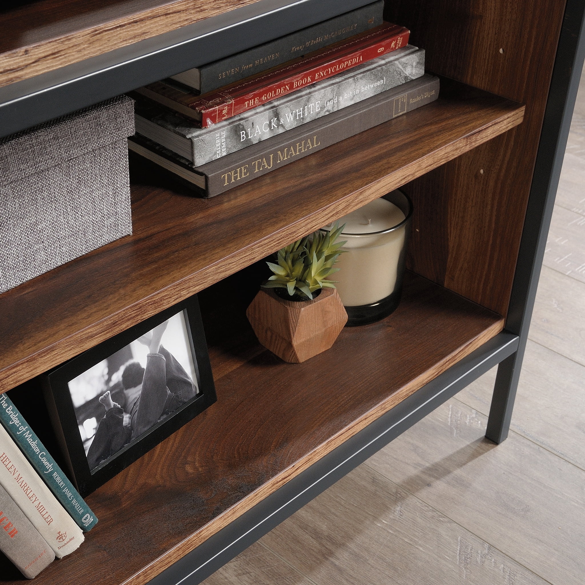 Sauder Nova Loft Metal & Wood TV Stand with Shelves & Storage for TVs up to 46", Grand Walnut Finish