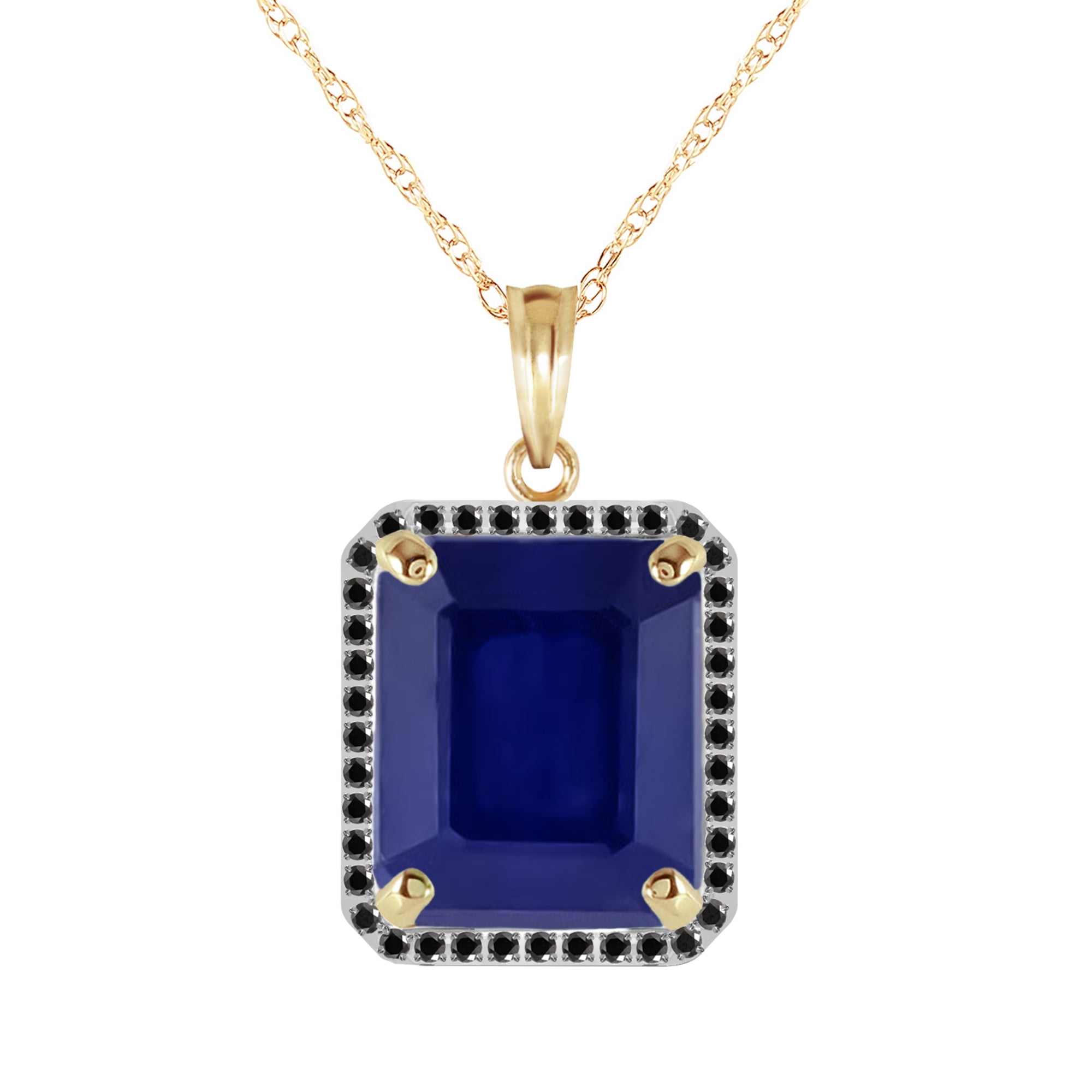 Galaxy Gold 14K Solid Gold Natural Black Diamond Necklace for Women - Yellow Gold Fine Jewelry