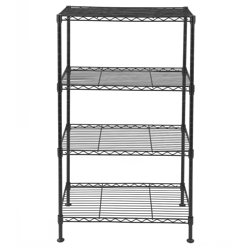 Private Jungle 4-Tier Wire Shelving 4 Shelves Unit Metal Storage Rack Durable Organizer Perfect for Pantry Closet Kitchen Laundry Organization,Black