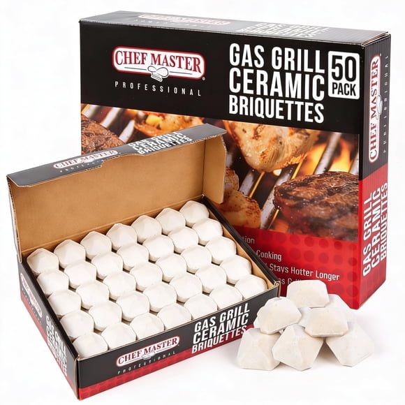 Briquetas cerámicas para parrilla a gas Chef Master, paquete de 50