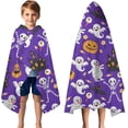 thumbnail image 3 of Halloween Cute Ghosts and Skeletons Hooded Bath Towel，50"x30" for Ages 3 To 12 Kids, Quick Dry Lightweight Soft Microfiber Hood Beach Towel Cover Up for Kids, 3 of 7