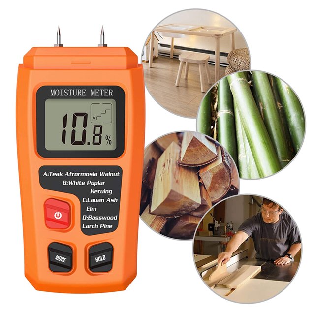Amdohai Digital Pin-Type Moisture Meter Moisture Tester Detector with LCD Display for Measuring Wood Building Material Hardwood Floor