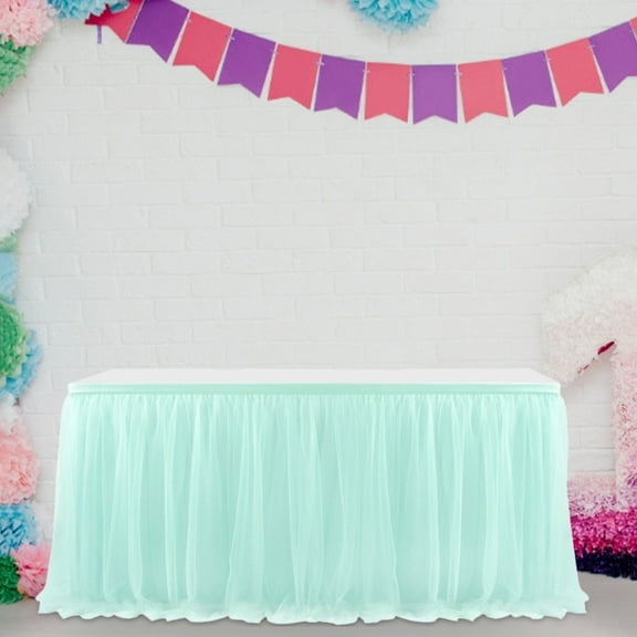 04 Tulle Table Skirt High-Grade Phnom Penh Gauze Birthday Wedding Party Decoration - Home Textile Storage, Nylon One Size