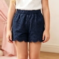 thumbnail image 5 of Girls Eyelet Lace Shorts Elastic Waist Scallop Hem Lightweight Casual Shorts for Summer Beach Vacation Daily Wear & Family Gathering Outfits Blue 100, 5 of 5