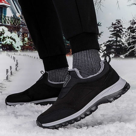 

eczipvz Men Shoes 2022 Men s New Winter Warm Round Toe Flat Heel Casual Non Slip Comfortable Cotton Shoes Snow Mens Thermal Work Boots (Black 10.5)