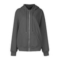 thumbnail image 4 of BRDFRL Women's Full Zip Up Hoodie Long Sleeve Hooded Sweatshirts Casual Fall Jacket Coat 2024 Fashion Dark Gray M, 4 of 6