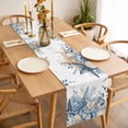 thumbnail image 6 of Blue Eucalyptus Coastal Cotton Linen Table Runner for Dining Kitchen, Beach Starfish Shell Nautical Wedding Outdoor Party Tablerunners Decoration, Dresser Scarf Coffee Tablecloth Runners 13x70 Inches, 6 of 9