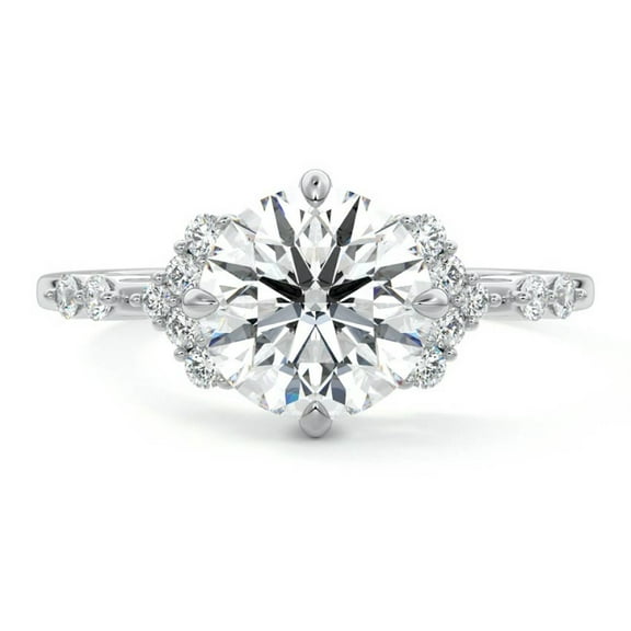 Golden Jewelry 14K White Gold Plated Wedding Anniversary Ring - Excellent 2 Ct Round Cut Moissanite Ring - 50th Wedding Anniversary Gifts for Her - Wedding Proposal Rings for Girlfriend