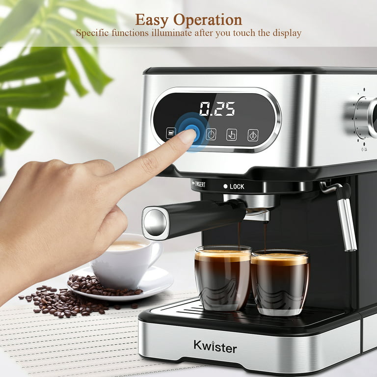 Kwister Espresso Machine 20 Bar Espresso Coffee Maker Cappuccino Machine  with Milk Frother, Coffee Machine with Digital Touch Panel, 50 OZ Removable