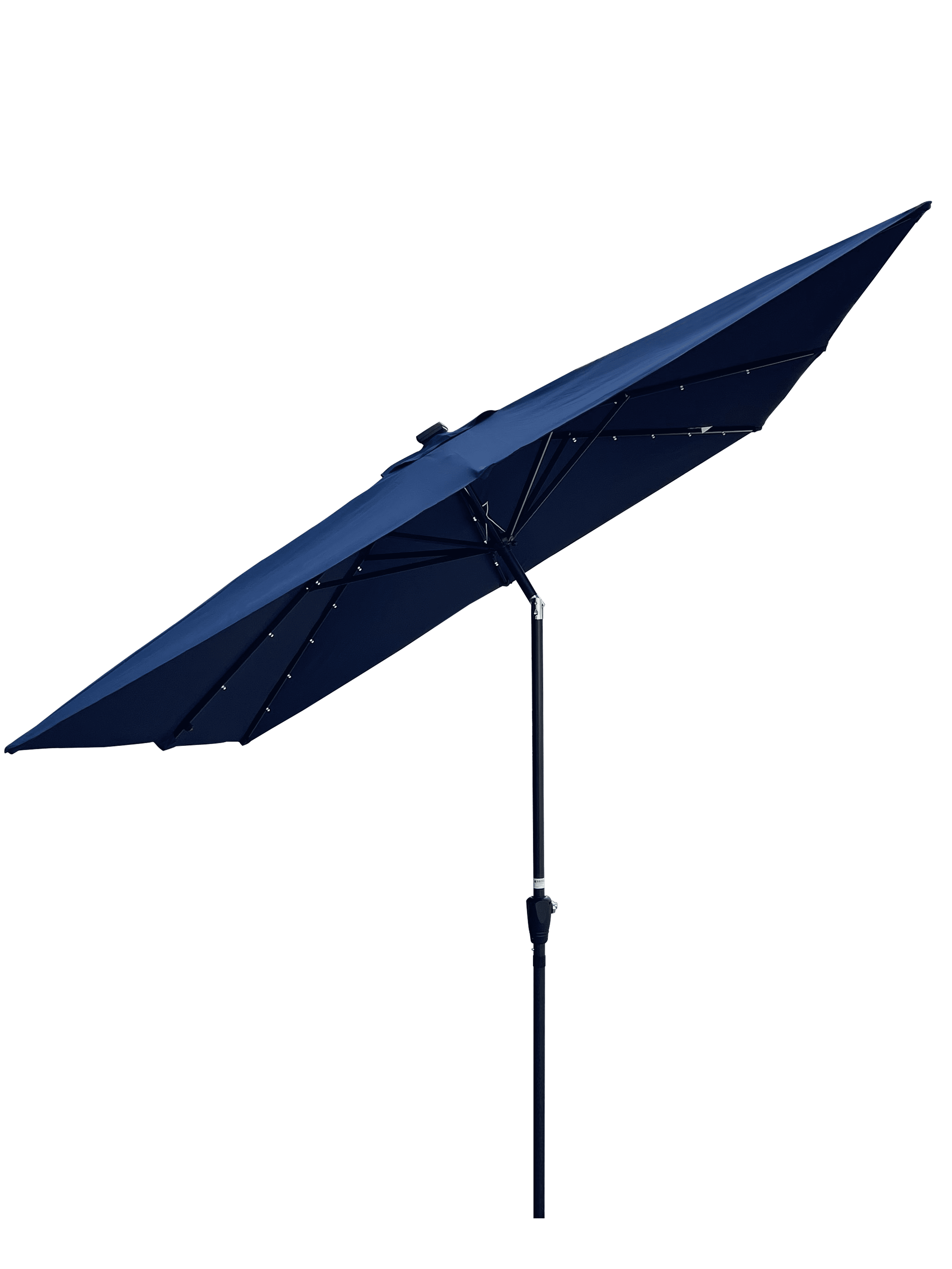 2.5x2.5M Square Outdoor Patio Umbrella, Solar LED Lighted Sun Shade Canopy with 8 Ribs & Crank Base, Navy Blue