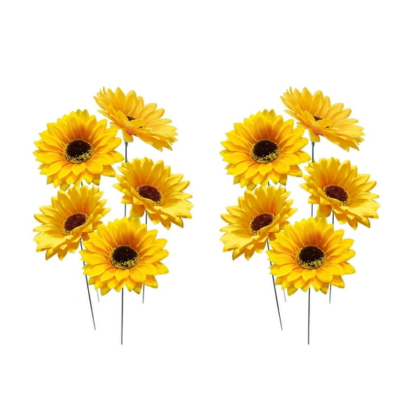 Bokcztml 10pcs Sunflower Garden Stakes Decoration 3D Sunflower Stake Yard Plant Lawn Ornaments Flower Pot Stick Bonsai Insert