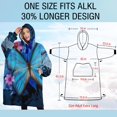 thumbnail image 4 of Oversized Wearable Blanket Hoodie,Blue Butterfly Flower Leaf Pattern Sherpa Blanket Hoodie with Super Pockets,Super Warm Fuzzy Pullover for Women & Men, 4 of 6
