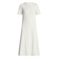 thumbnail image 3 of Time and Tru Women's Seamed Cotton Midi Dress, Sizes XS-XXXL, 3 of 5