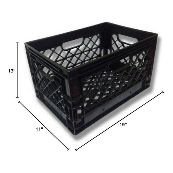 19x13x11 Heavy - Duty Black Dairy Milk Crate - 6 Gallon/24 Quart