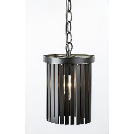 Grandview Gallery Modern Wind Chime Pendant Lamp Featuring Oil-Rubbed Bronze Finish and Unique Hanging Metal Strip Shade - Small Hardwired Hanging Light - Perfect for the Kitchen and Dining