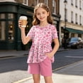 thumbnail image 2 of 13-14 Years Teen Infant Toddler Baby Girl Fall Outfit Long Sleeve Pullover Sweatshirt Top and Pants Set 2Pcs Clothes Set Short Sleeve Graphic T Shirt Shorts Outfit Set Girls Pink Tracksuit, 2 of 9