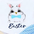 thumbnail image 4 of ZEHJUHAN Baby Boy Easter 2 Piece Outfit Short Sleeve Rabbit Bodysuit with Plaid Suspenders Pants Set，Men's pants(Blue）0-3M, 4 of 9
