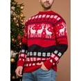 thumbnail image 2 of KelaJuan Unisex Christmas Sweater Winter Couple Long Sleeve Round Neck Reindeer Pattern Classic Fit Knit Tops, 2 of 6
