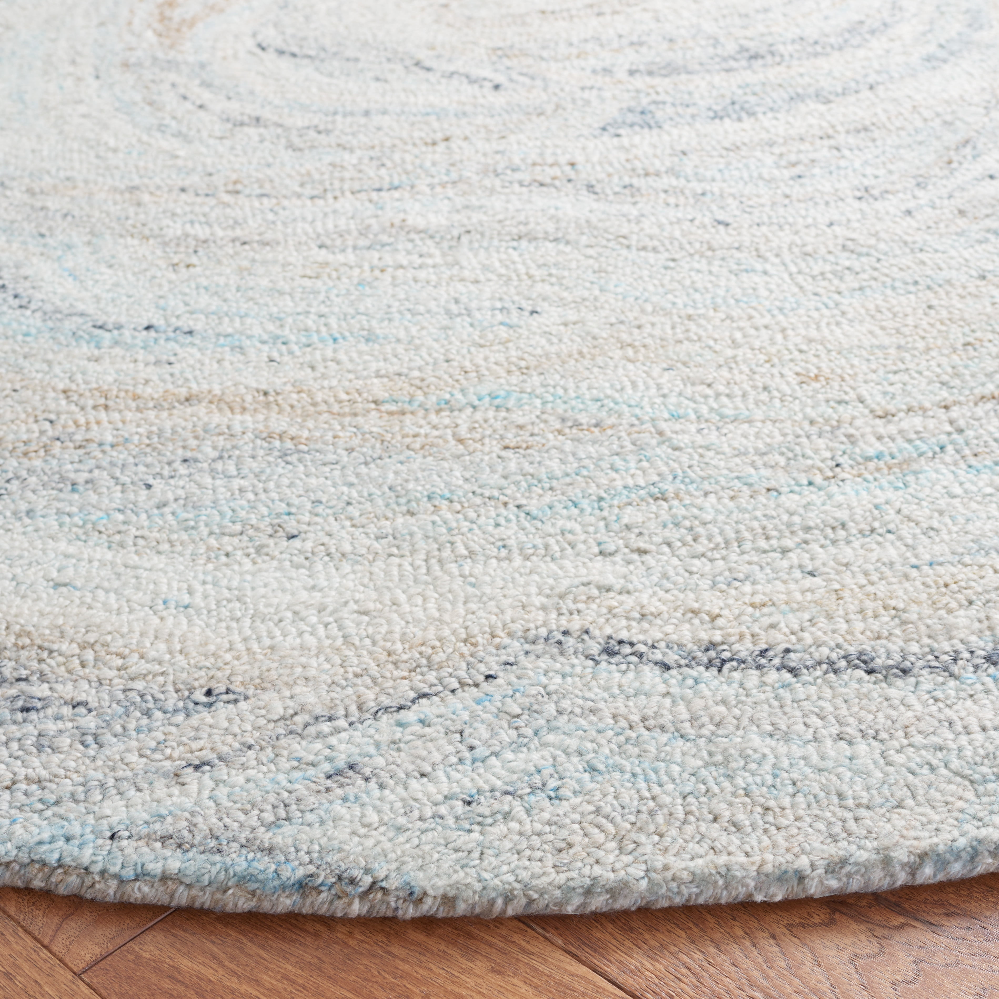 SAFAVIEH Abstract Kebo Distrssed Area Rug, Beige/Blue, 6' x 6' Round