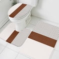 thumbnail image 3 of Black Striped Geometric Bath Mat 3 Piece Bathroom Rug Set, Modern Boho Brown Rustic Non Slip Bath Rug Contour Mat and Toilet Lid Cover, Absorbent Shower Mats Soft Bath Rugs and Mats Sets, 3 of 8