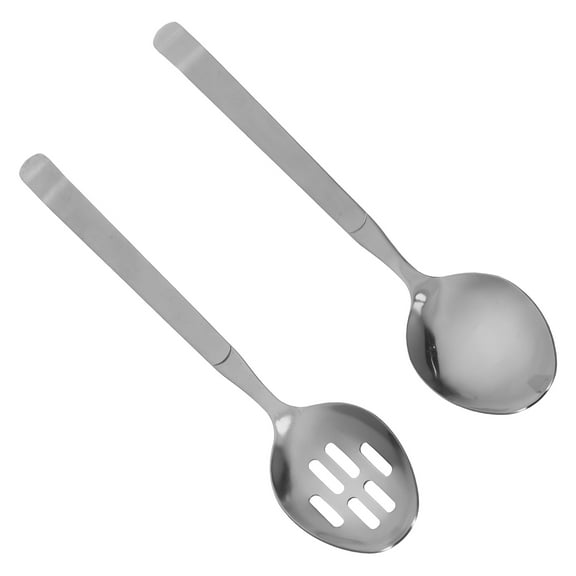 2Pcs Stainless Steel Large Buffet Serving Spoons Long Handle Slotted Spoon Serving Utensils