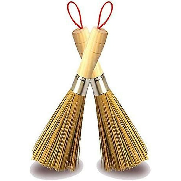 2 Pack Cleaning Whisk Traditional Natural Bamboo Wok Brushes