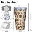 thumbnail image 4 of 16oz Tumblers Beige Christmas Gift Pattern Stainless Steel Vacuum Insulated Double Wall Travel Tumbler Cups Mug with Lid and Straw,Cleaning Brush for Coffee,Tea, 4 of 4