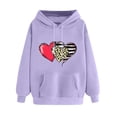 thumbnail image 2 of Women Clothes Trendy Clothes Ndbuld Women's Print Winter Hoodie Pullover Tops Long Sleeved Comfortable Sweatshirt ,Purple,M, 2 of 5
