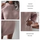 thumbnail image 5 of Vestido de suéter de manga larga con hombros descubiertos para mujer, elegante, suelto, informal, color puro, vestido de punto con cuello redondo, Rosa M, 5 of 6