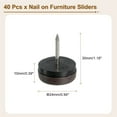 thumbnail image 2 of Nail on Furniture Sliders, 40Pack Plastic Chair Glides Nail in Chair Leg Floor Protectors Round Chair Table Feet Leg Pads for Hardwood Floors (Brown, 24mm/0.94"), 2 of 7