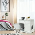 thumbnail image 3 of Gymax Wooden Cat Litter Box Enclosure w/ Drawer Side Table Furniture White, 3 of 9