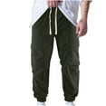 thumbnail image 1 of Birdeem Mens Pants Mens Summer Solid Color Pocket Drawstring Casual Corduroy Multi Pocket Workwear Pants, 1 of 1