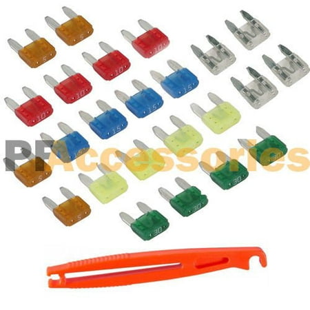 Wideskall® 24 Pieces Mini Blade Assorted Car Fuse Assortment Kit Set with Puller