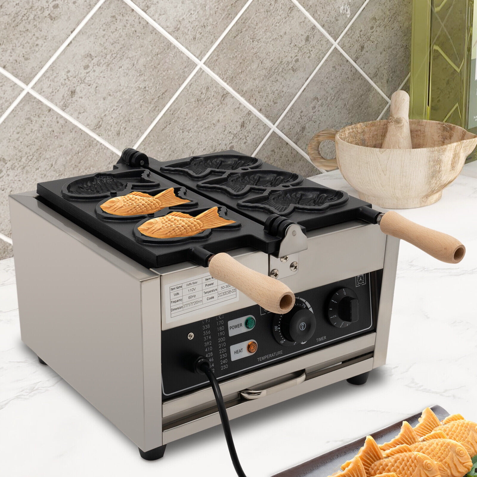 Commercial Taiyaki Maker 3 Well Non-stick Electric Taiyaki Baker Waffle Machine for Fast Food Restaurants