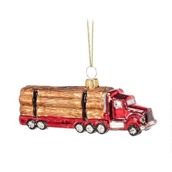 Abbott Collection Logging Truck Ornament, 5-Inch, Glass, Multicolor