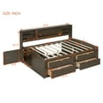 thumbnail image 3 of Full Size Daybed with 2 Bedside Cabinets, Wood Sofa Bed Frame with Upper Shelves and 4 Drawers, Captain Platform Bed for Bedroom, Living Room, Easy Assembly, Antique Brown, 3 of 9