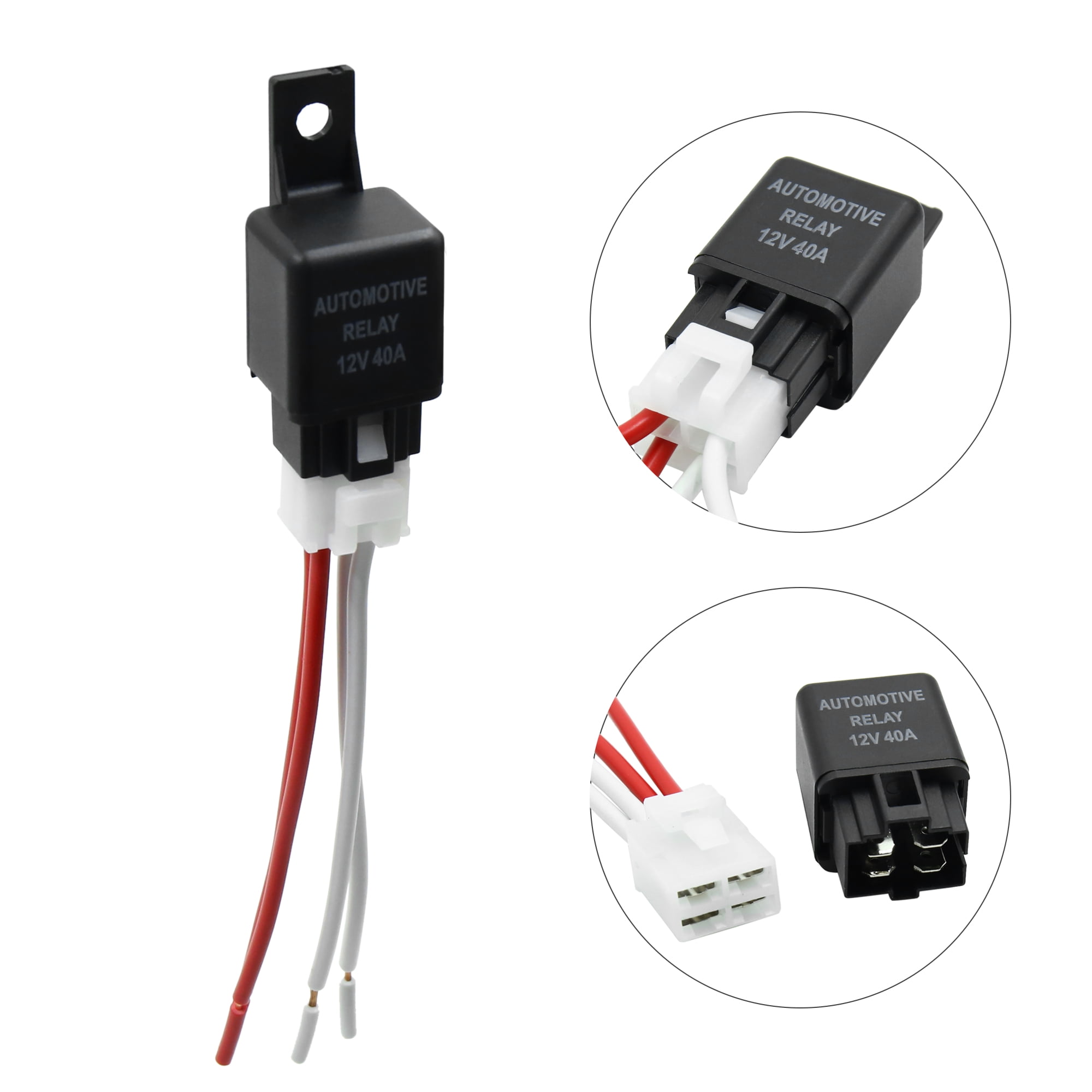 Unique Bargains DC 12V 40A SPST 4 Pin Car Relay with 4 Wires Harness Socket Universal 2Pcs