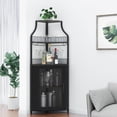 thumbnail image 1 of Corner Wine Cabinet, Bar Cabinet with Large Storage Space and Detachable Wine Rack, Wine Cabinets with Glass Holder and Mesh Door for Dining Room, Living Room, Kitchen, 1 of 7