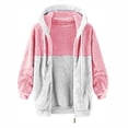 thumbnail image 5 of Baqcunre Cardigan Sweaters For Women Lightweight Women's Fashion Casual Patchwork Hooded Zipper Pocket Plush Sweater Jacket Womens Jacket Womens Fall Fashion 2023 Pink 5XL, 5 of 5
