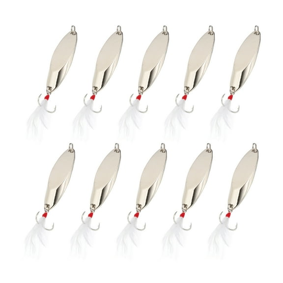 Uxcell Fishing Spoons, 10 Pcs 4/5 oz Fishing Lures Casting Spoon Treble Hooks Jigs Hard Metal Spinner Baits for Freshwater Saltwater Salmon, Silver Tone