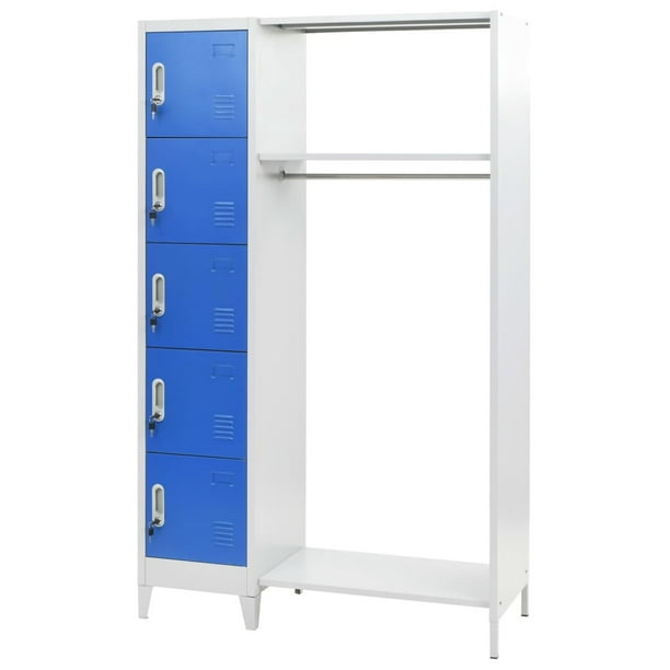 Locker Cabinet With Coat Rack Blue And Gray 43 3 X17 7 X70 9 Metal Walmart Com Locker Cabinet With Coat Rack Blue And Gray 43 3 X17 7 X70 9 Metal Walmart Com
