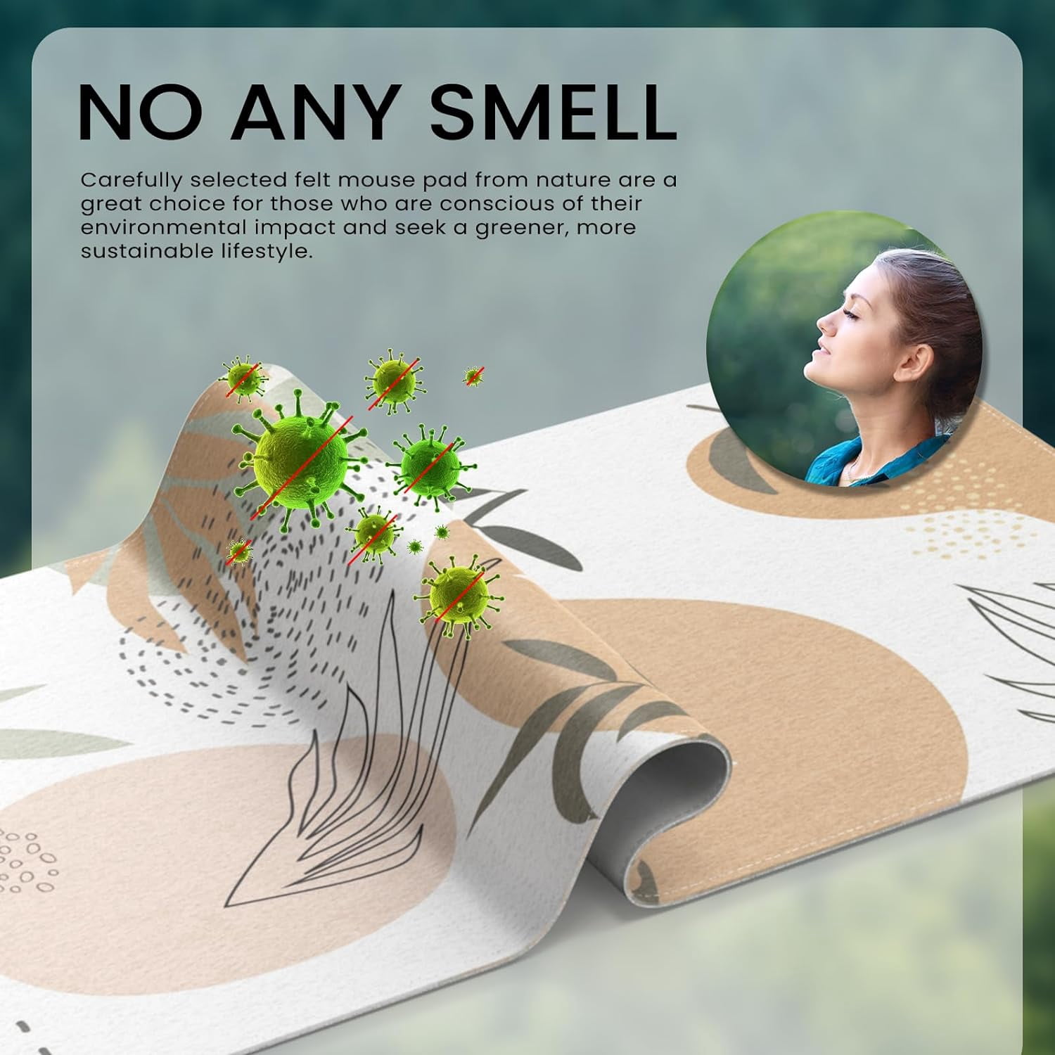 Felt Desk Mat, XXL Large Mouse Pad Desk Pad, Gaming Mousepad, Non-Slip Base, No Any Smell Desk Protector Cover Mat for Computer Keyboard Work Game Office Home-Tropical Leaf