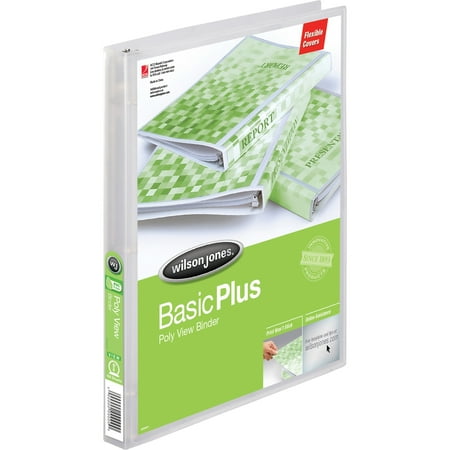 - Wilson Jones, WLJ43336, Round Ring Flex Poly View Binder, 1 Each, Clear