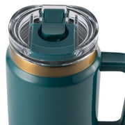 Thyme & Table 32 fl oz Stainless Steel Luna Tumbler with Handle and Dual Straw Lid, Teal