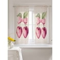 thumbnail image 3 of Cherry Fruit Curtains 45 Inch Length,Sheer Curtains for Bedroom Living Room Window Spring Botanicals Bow Idyllic Country Leaf Rod Pocket Drapes Kitchen Curtains Small Half Window 42"x45" 2 Panels, 3 of 6
