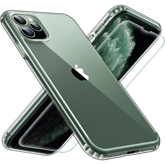 for iPhone 11 Pro Max case[Tempered Screen Protector][Non-Yellowing] Slim Shockproof for iPhone 11 Pro Max Phone case Cover 6.7 Inch-Clear